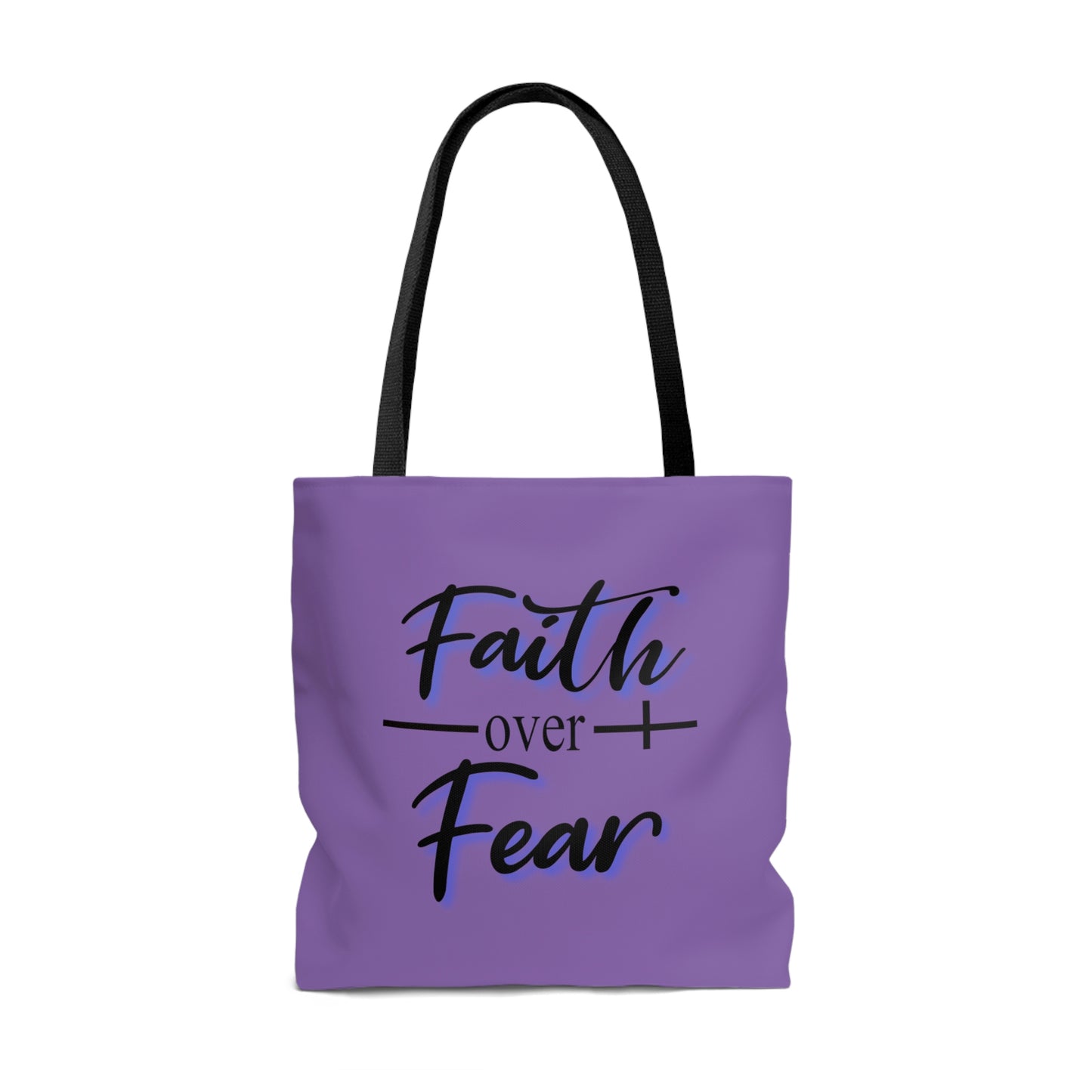 Tote Bag Faith Over Fear-AOP Tote Bag-Book Bag-Women's Tote-Gender Neutral-Tote Men's-Youth Tote-Inspirational Tote