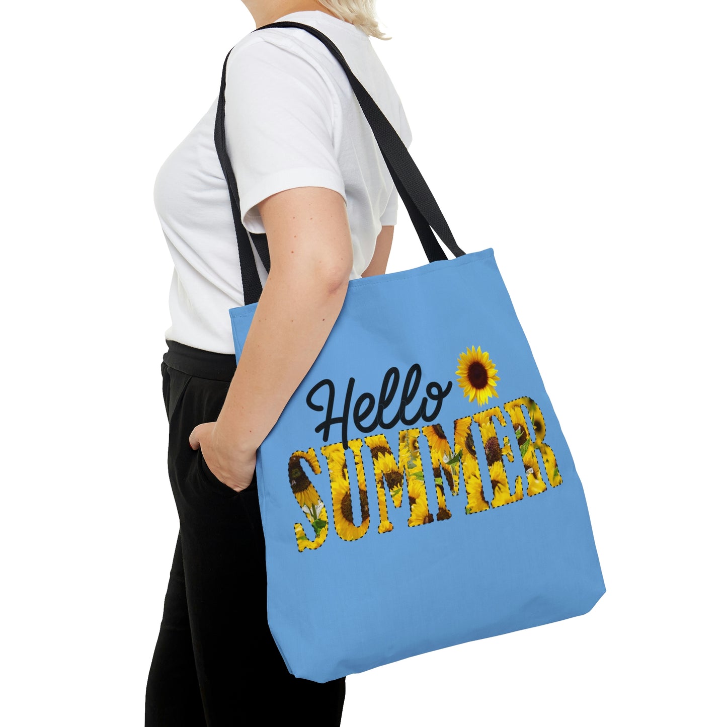 Hello Summer Sunflower AOP Tote Bag Women's Tote Bag Unisex Tote Bag Gender Neutral Tote