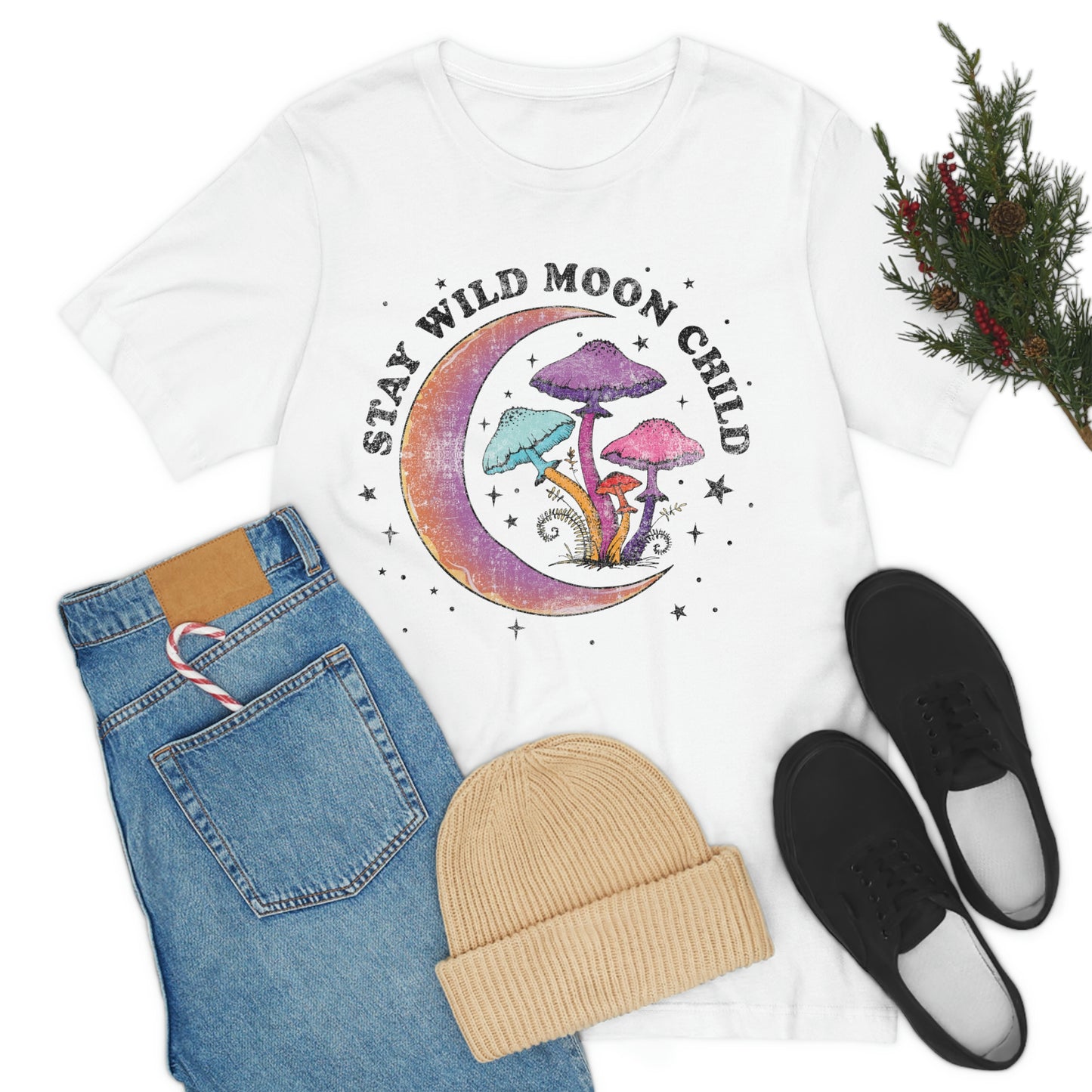 Stay Wild Moon Child Unisex Jersey Short Sleeve Tee Hippie Boho T Shirt Gender Neutral Women's T Shirt Mens