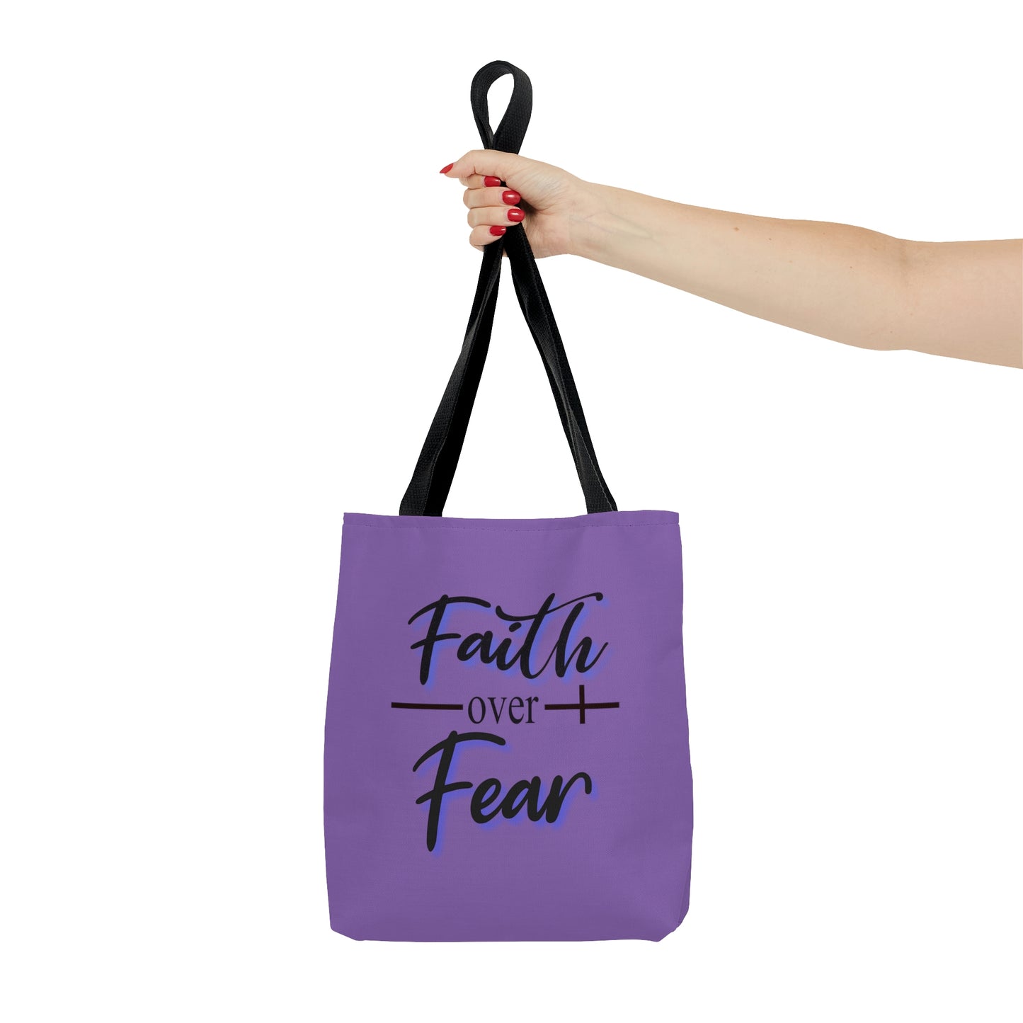 Tote Bag Faith Over Fear-AOP Tote Bag-Book Bag-Women's Tote-Gender Neutral-Tote Men's-Youth Tote-Inspirational Tote