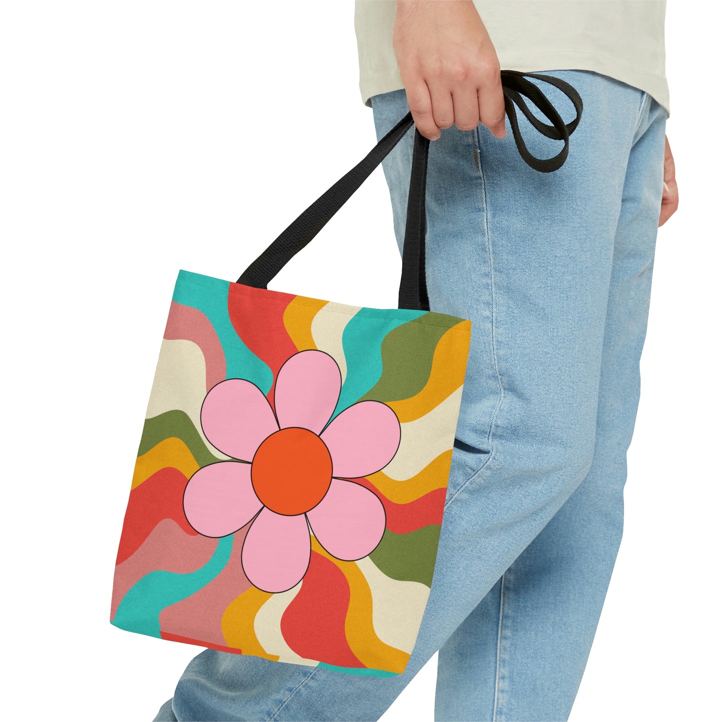 Flower Tote AOP Psychedelic Tote Bag Abstract Tote All Purpose 3D Tote Summer Tote Spring