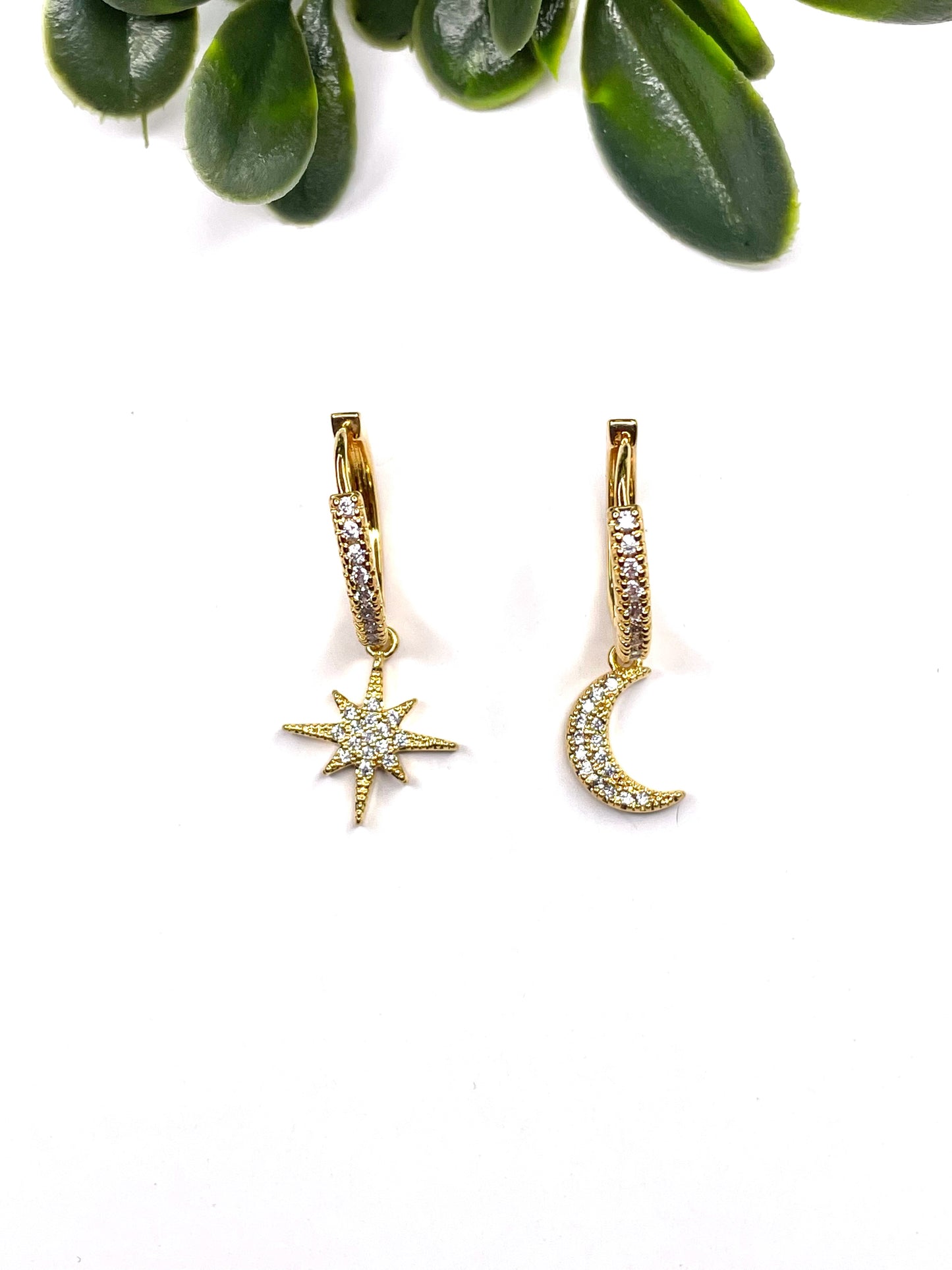 Star Moon Gold Earrings