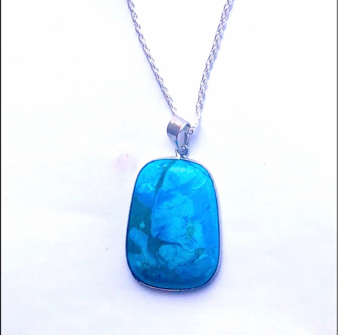 Turquoise Pendant Necklace Hand-Crafted-Pendant Necklace-Pendant Sterling Silver-Pendant Necklace-Turquoise Pendant