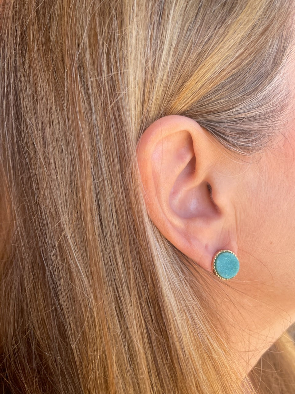 Aqua Blue Druzy Earrings