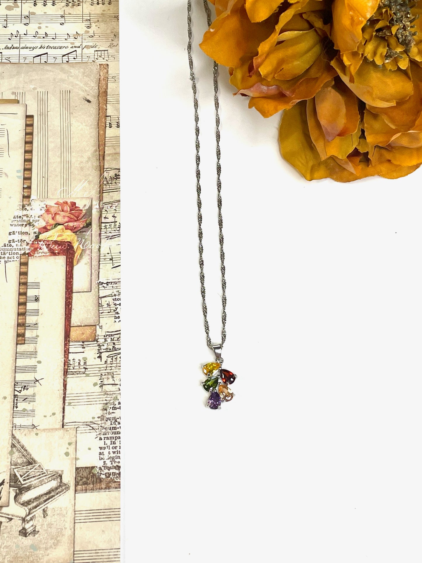 Multicolored Gemstone Pendant Necklace