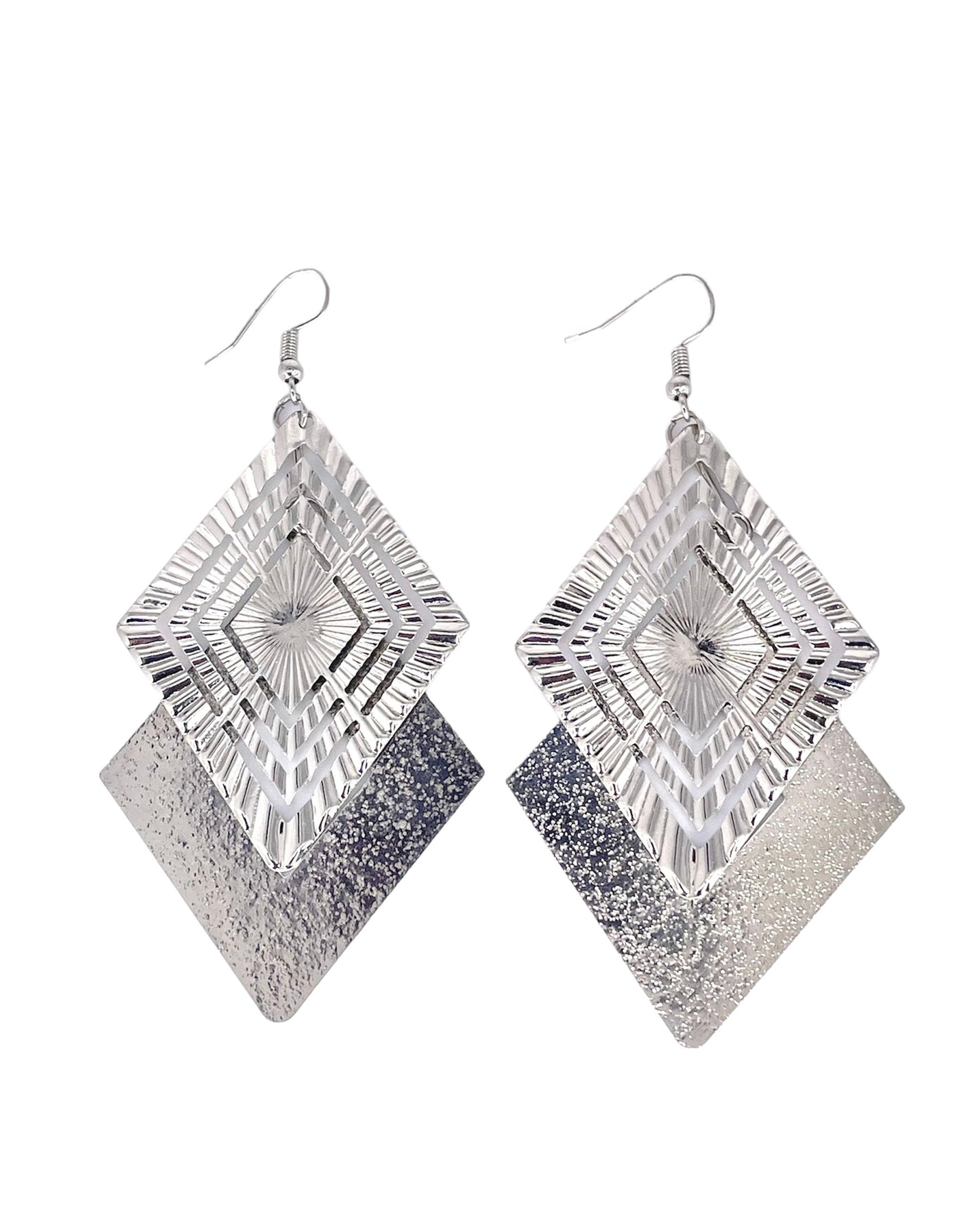 Brushed Silver Drop Earrings