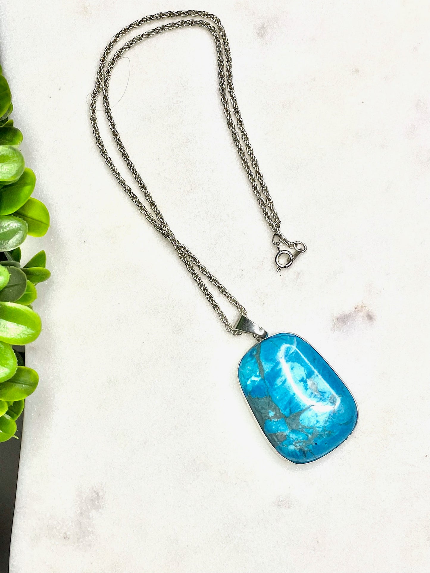 Turquoise Pendant Necklace Hand-Crafted-Pendant Necklace-Pendant Sterling Silver-Pendant Necklace-Turquoise Pendant