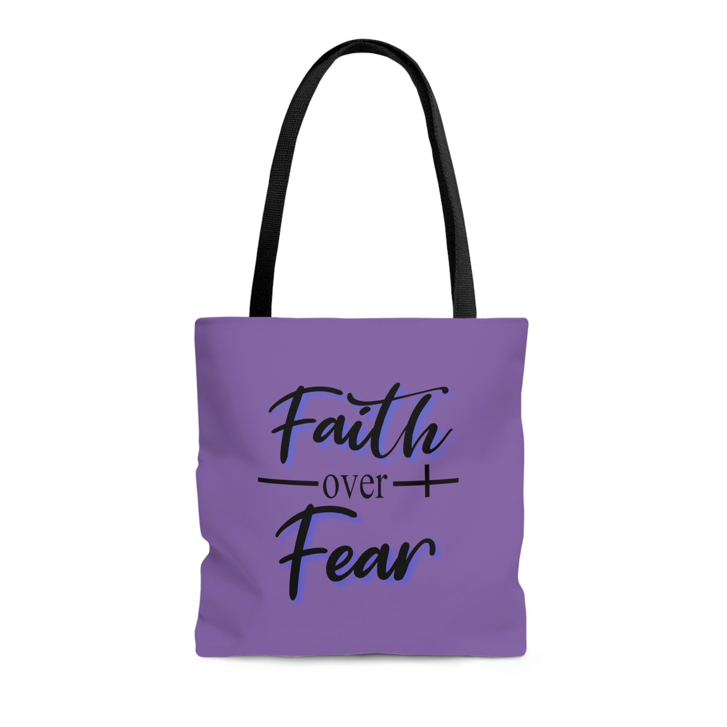 Tote Bag Faith Over Fear-AOP Tote Bag-Book Bag-Women's Tote-Gender Neutral-Tote Men's-Youth Tote-Inspirational Tote