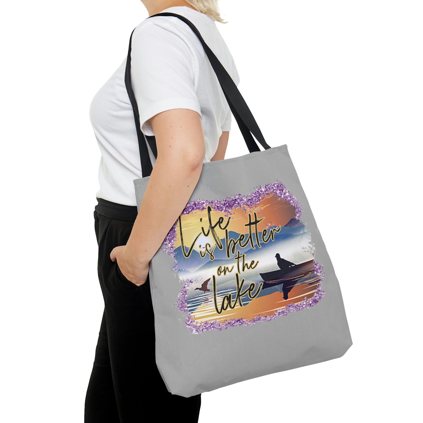 Life is Better on the Lake AOP Tote Bag Swim Tote Summer Tote Spring Unisex Gender Neutral Women's Tote Men's Tote