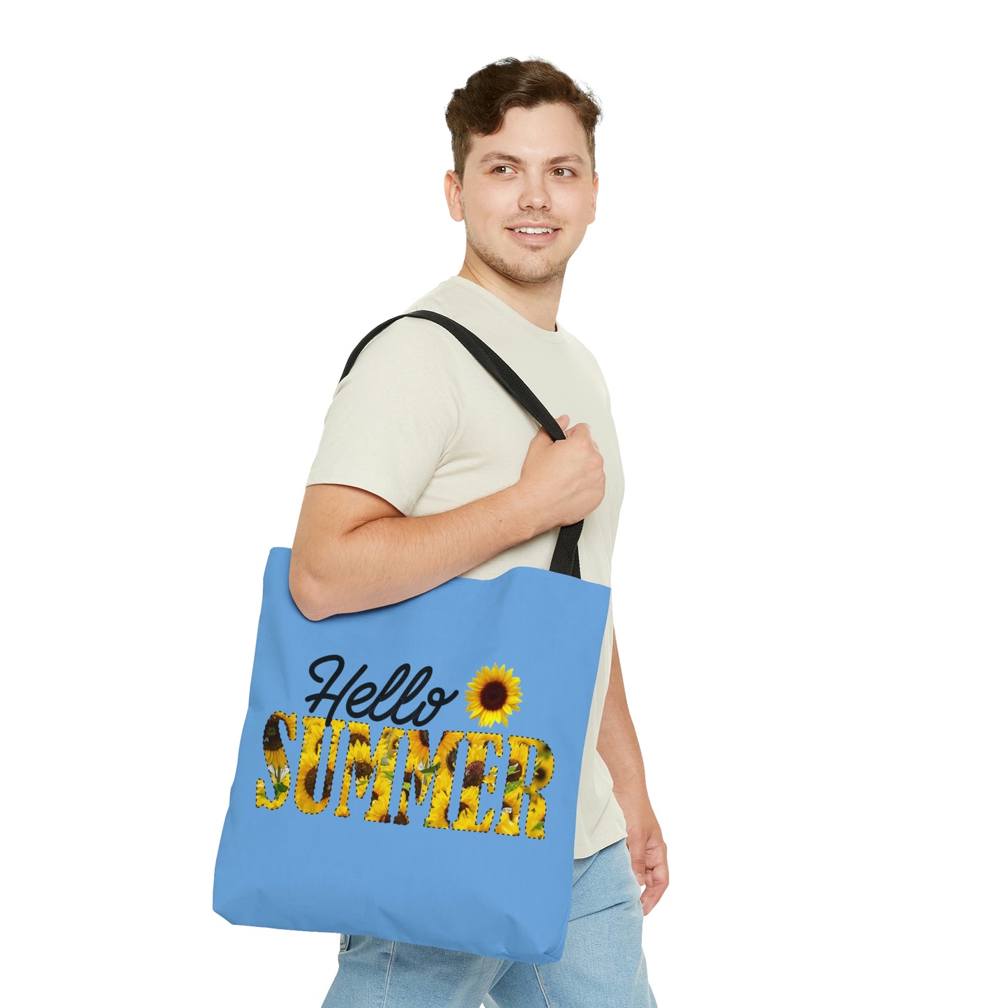 Hello Summer Sunflower AOP Tote Bag Women's Tote Bag Unisex Tote Bag Gender Neutral Tote