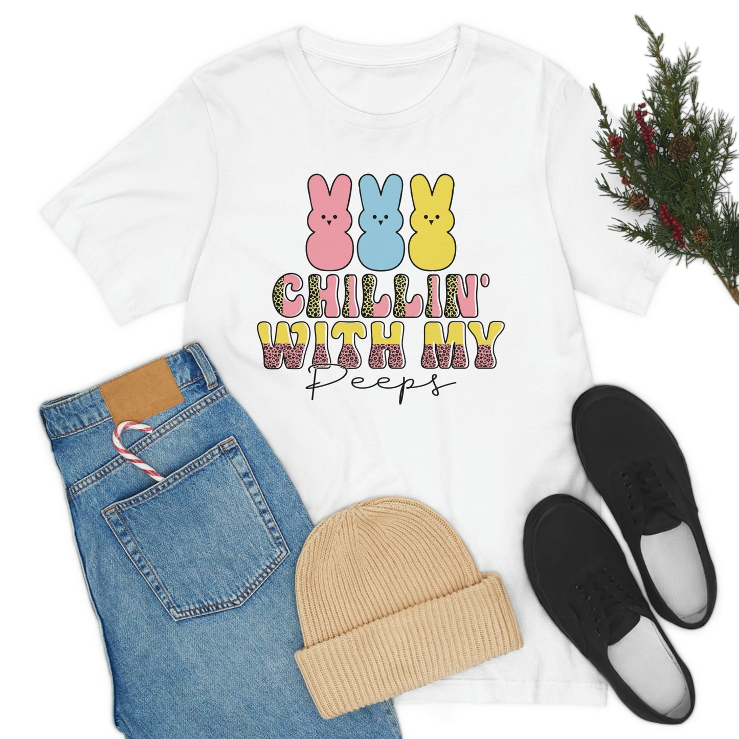 Women's Chillin With My Peeps T Shirt Unisex Tee Jersey Short Sleeve Tee TShirt