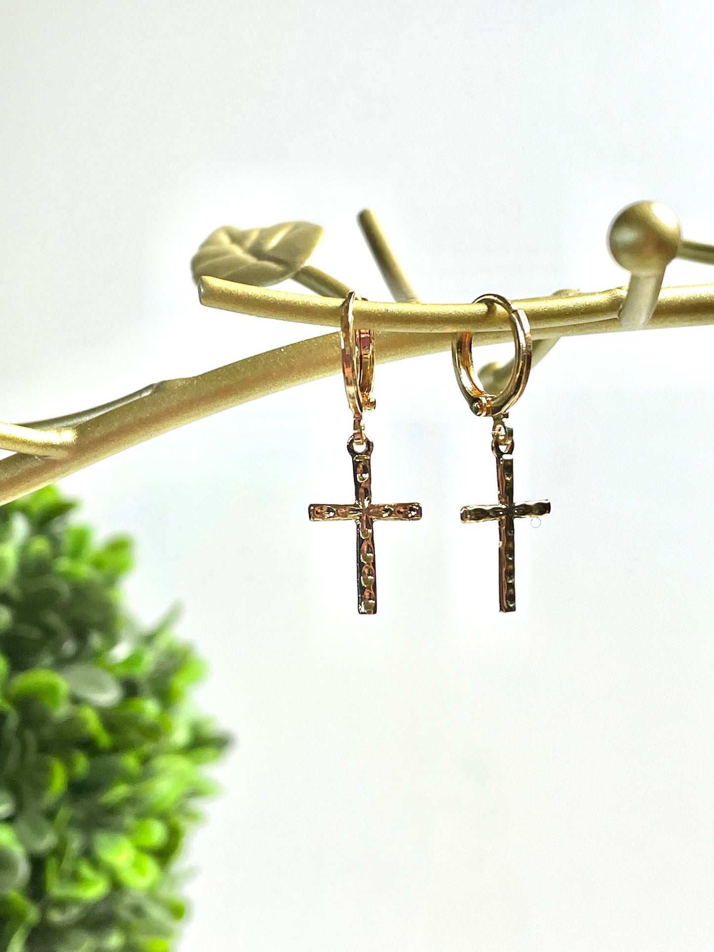 Cross Huggie Earrings