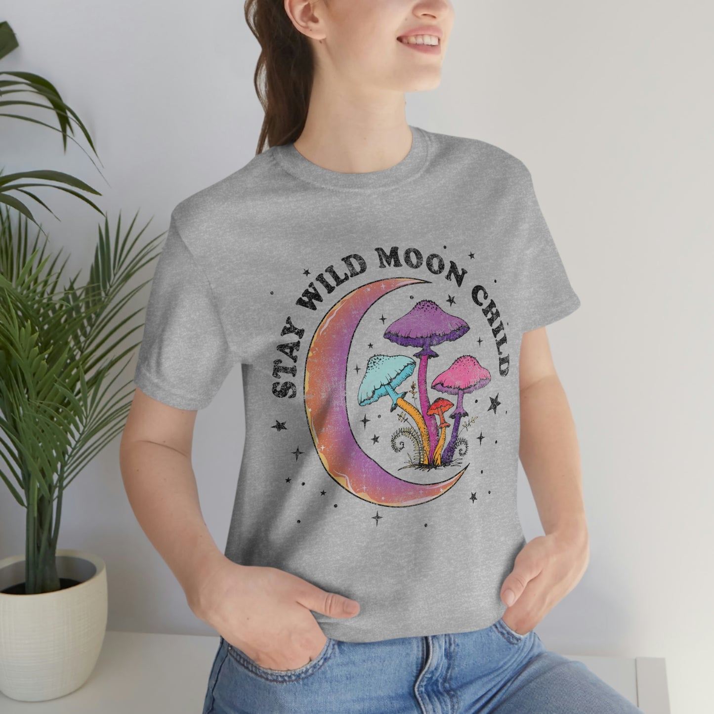 Stay Wild Moon Child Unisex Jersey Short Sleeve Tee Hippie Boho T Shirt Gender Neutral Women's T Shirt Mens