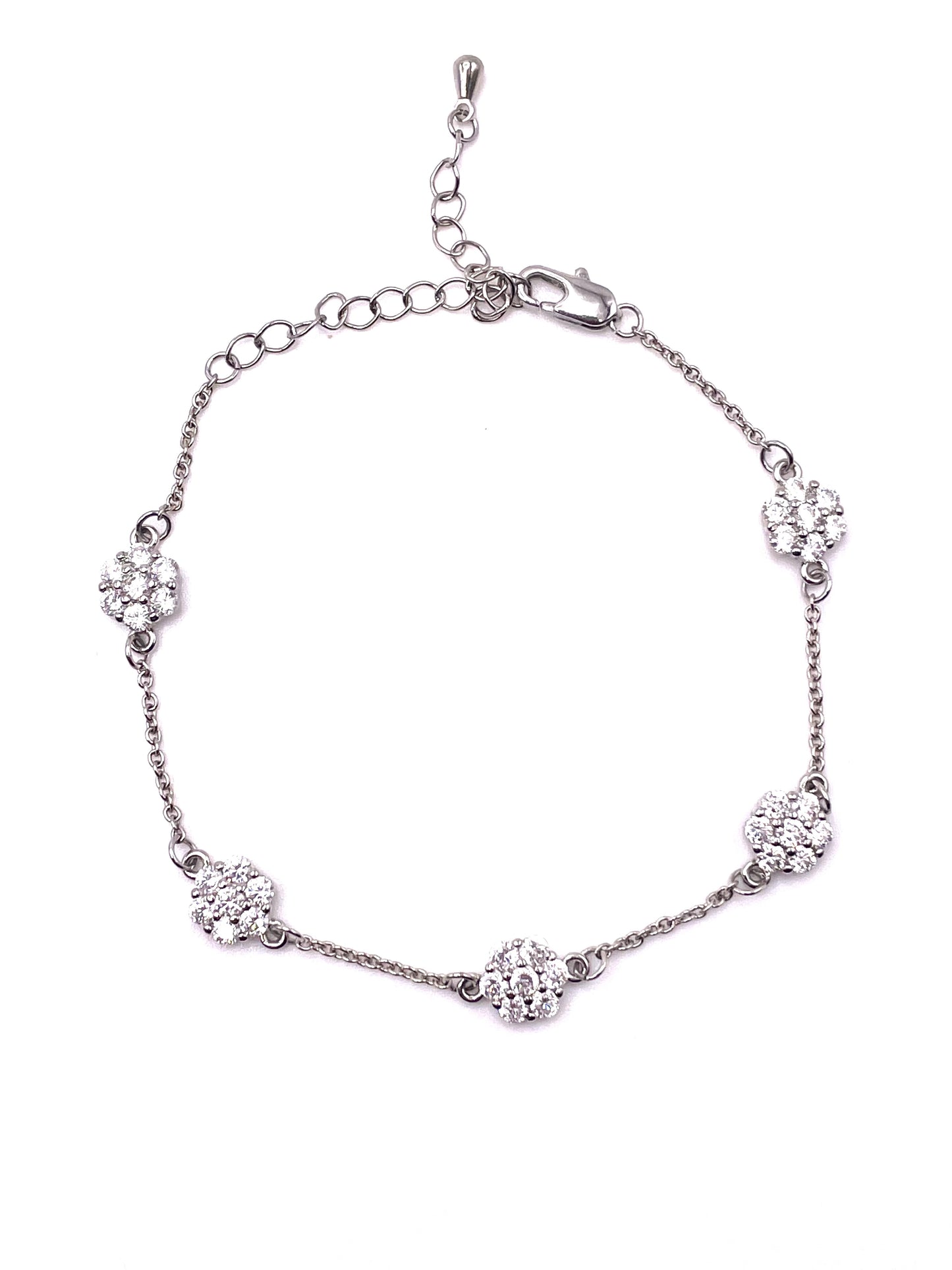 Silver Flower Bracelet Rhodium,