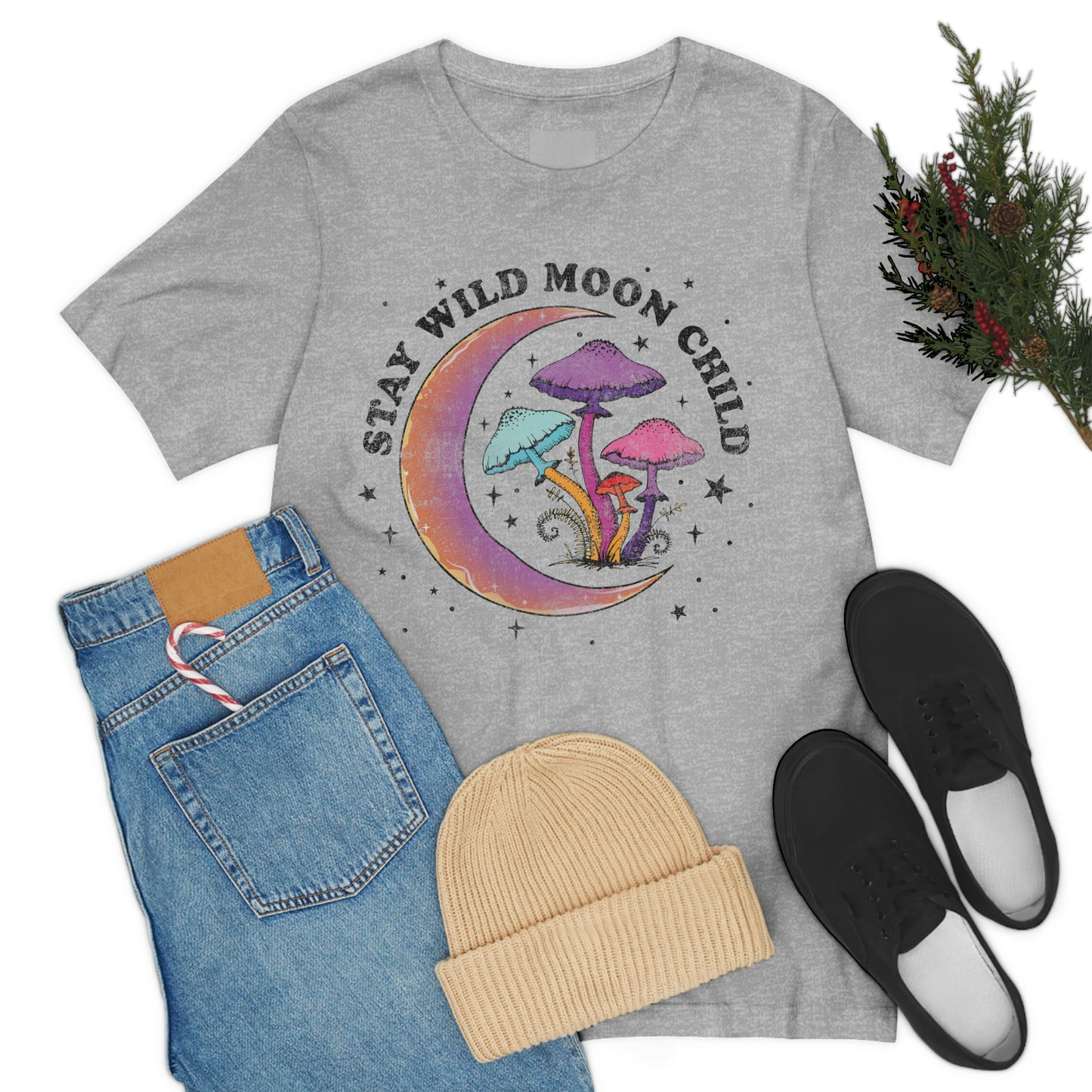 Stay Wild Moon Child Unisex Jersey Short Sleeve Tee Hippie Boho T Shirt Gender Neutral Women's T Shirt Mens