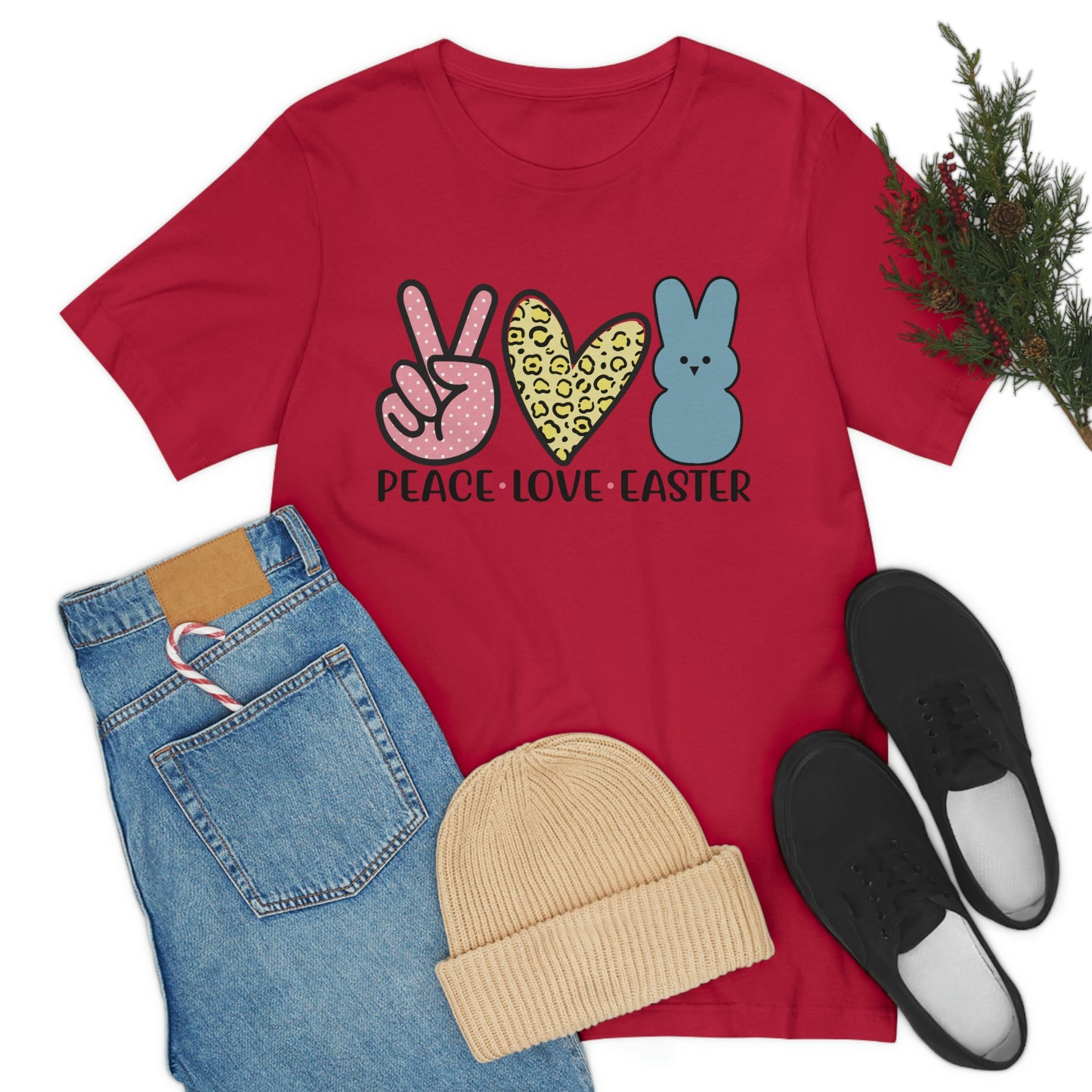 Women's Peace Love Easter Unisex Jersey Short Sleeve Tee Gender Neutral