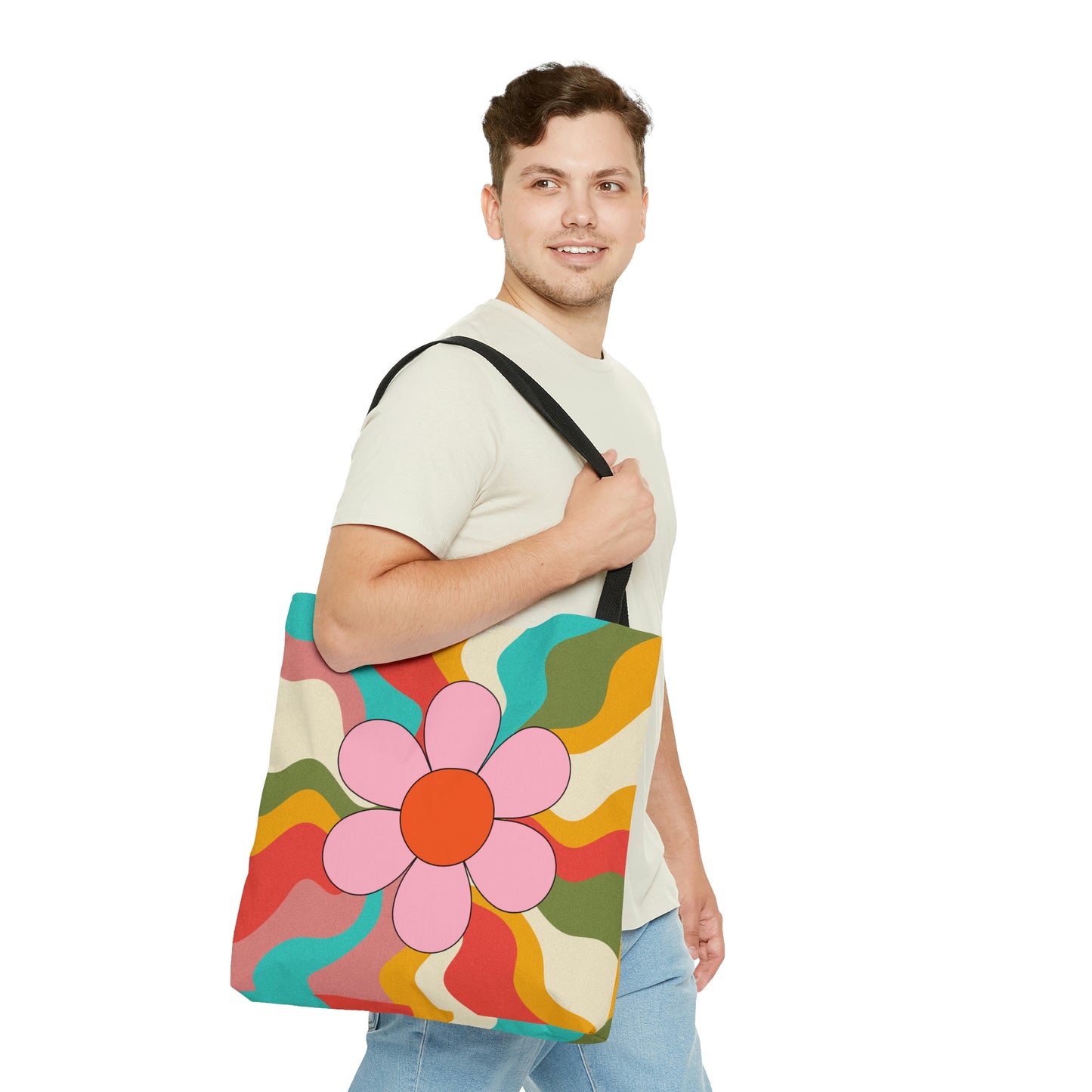 Flower Tote AOP Psychedelic Tote Bag Abstract Tote All Purpose 3D Tote Summer Tote Spring