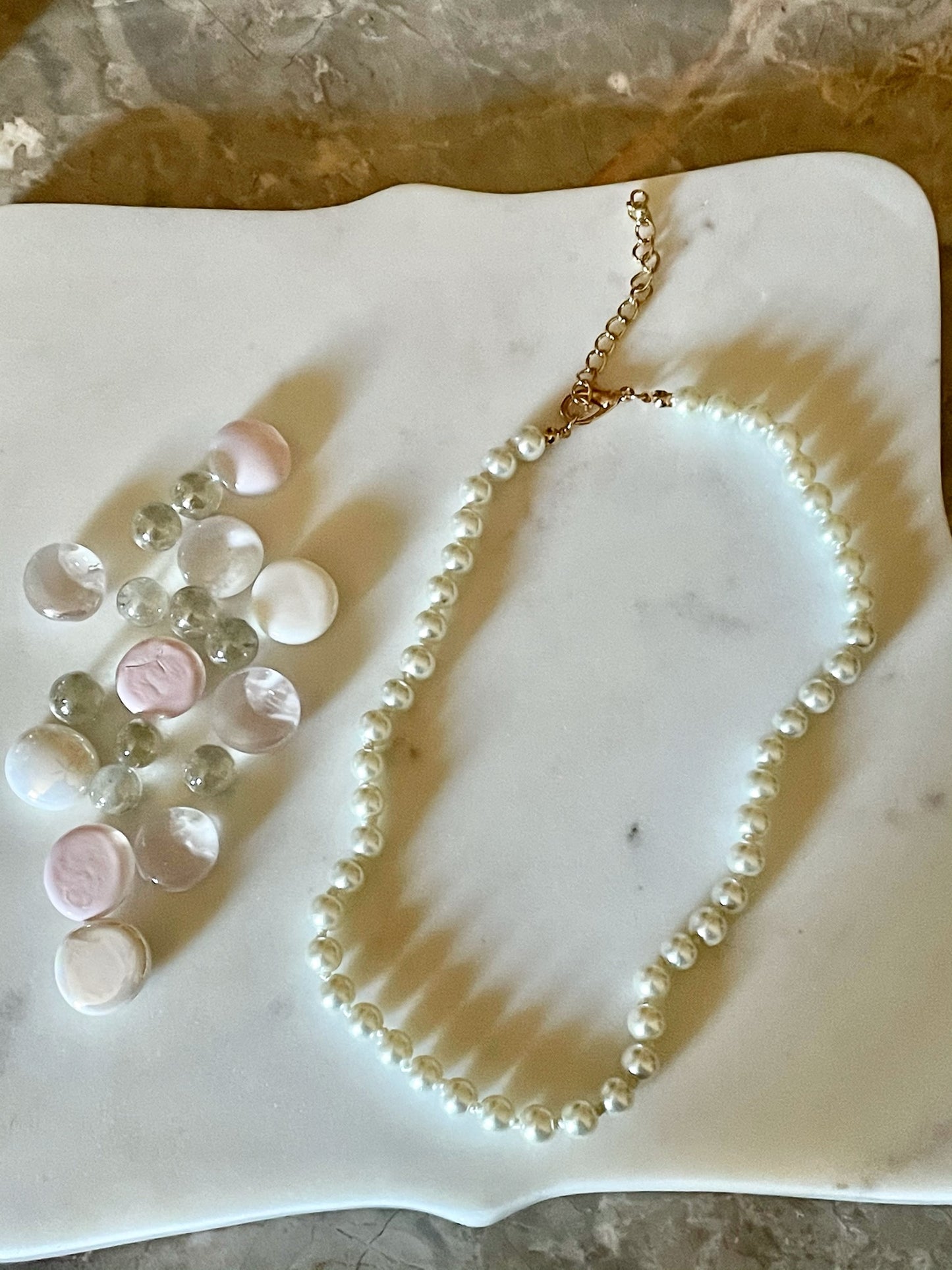 White Pearl Necklace Simulated