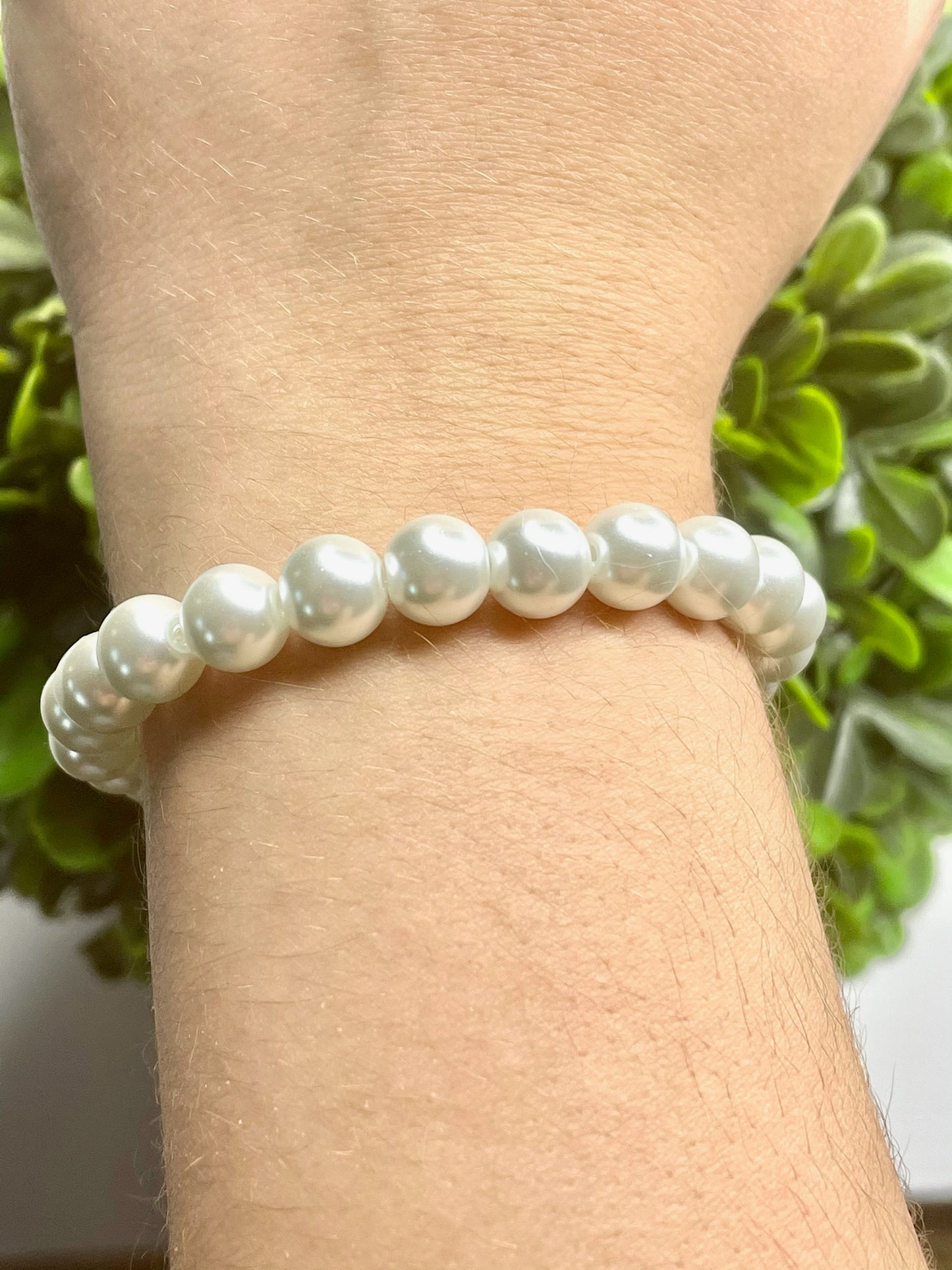 White Pearl Charm Bracelet