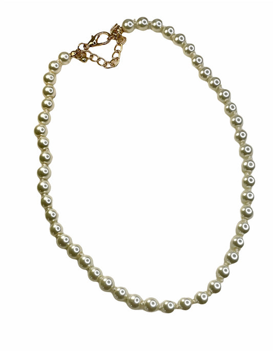 White Pearl Necklace Simulated